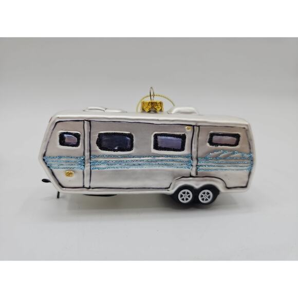 Bronner's Christmas Wonderland • Travel Trailer Glass Christmas Ornament [131] - Picture 3 of 11